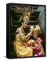 Balinese Dancers in Front of Temple in Ubud, Bali, Indonesia-Jim Zuckerman-Framed Stretched Canvas