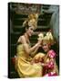 Balinese Dancers in Front of Temple in Ubud, Bali, Indonesia-Jim Zuckerman-Stretched Canvas
