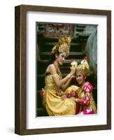 Balinese Dancers in Front of Temple in Ubud, Bali, Indonesia-Jim Zuckerman-Framed Photographic Print