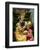 Balinese Dancers in Front of Temple in Ubud, Bali, Indonesia-Jim Zuckerman-Framed Photographic Print