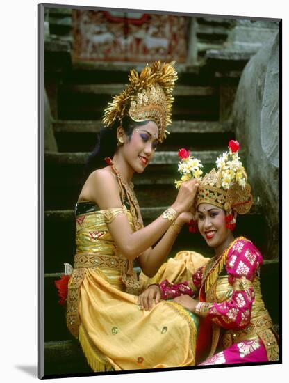 Balinese Dancers in Front of Temple in Ubud, Bali, Indonesia-Jim Zuckerman-Mounted Photographic Print