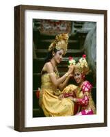 Balinese Dancers in Front of Temple in Ubud, Bali, Indonesia-Jim Zuckerman-Framed Photographic Print