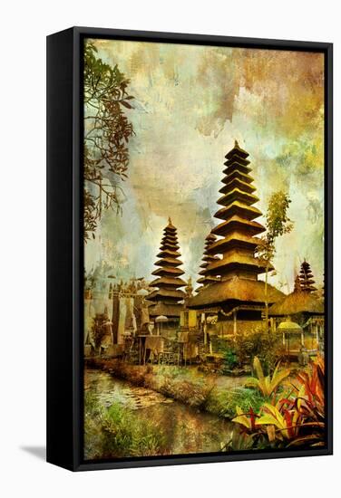 Balinese Temple - Artwork In Painting Style-Maugli-l-Framed Stretched Canvas