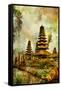 Balinese Temple - Artwork In Painting Style-Maugli-l-Framed Stretched Canvas