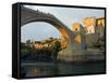 Balkans Bosnia Mostar Late Afternoon Light on Stari Most Peace Bridge-Christian Kober-Framed Stretched Canvas