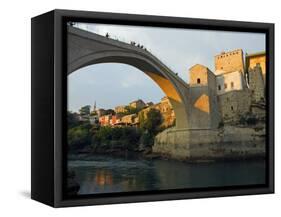 Balkans Bosnia Mostar Late Afternoon Light on Stari Most Peace Bridge-Christian Kober-Framed Stretched Canvas