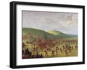 Ball Games in Native American Village-George Catlin-Framed Giclee Print