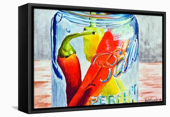 Ball Jar with Tree Peppers-Jennifer Redstreake Geary-Framed Stretched Canvas