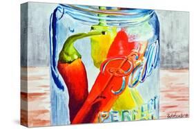 Ball Jar with Tree Peppers-Jennifer Redstreake Geary-Stretched Canvas