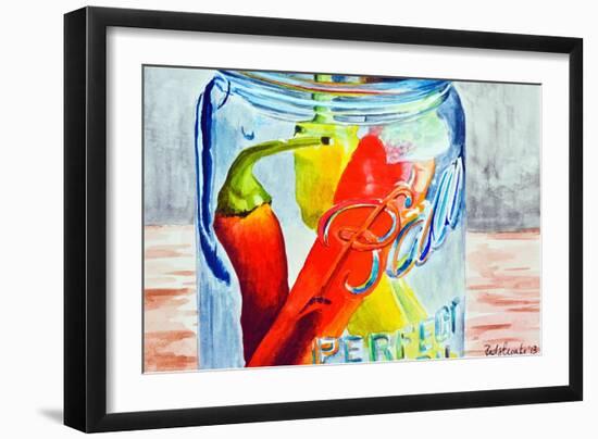 Ball Jar with Tree Peppers-Jennifer Redstreake Geary-Framed Art Print