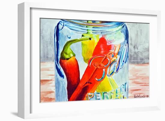 Ball Jar with Tree Peppers-Jennifer Redstreake Geary-Framed Art Print