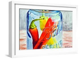 Ball Jar with Tree Peppers-Jennifer Redstreake Geary-Framed Art Print