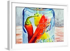 Ball Jar with Tree Peppers-Jennifer Redstreake Geary-Framed Art Print