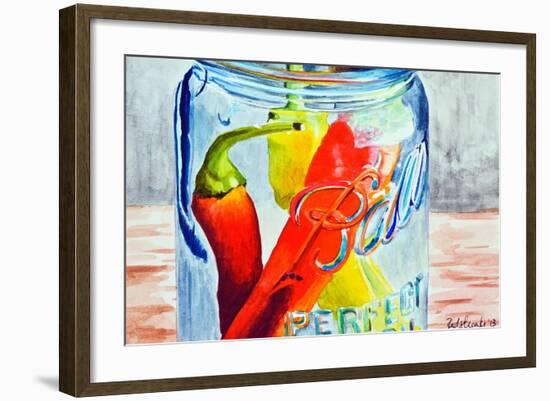 Ball Jar with Tree Peppers-Jennifer Redstreake Geary-Framed Art Print
