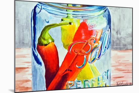 Ball Jar with Tree Peppers-Jennifer Redstreake Geary-Mounted Art Print