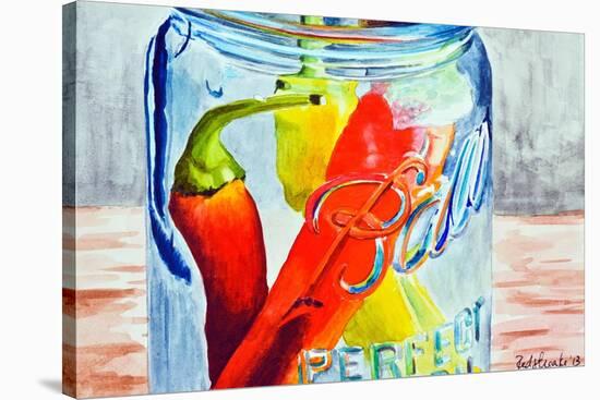 Ball Jar with Tree Peppers-Jennifer Redstreake Geary-Stretched Canvas