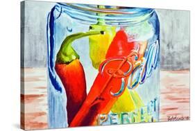 Ball Jar with Tree Peppers-Jennifer Redstreake Geary-Stretched Canvas