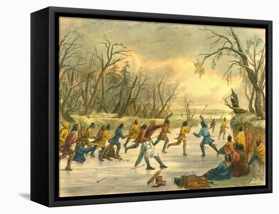 Ball Play on the Ice, 1853-Seth Eastman-Framed Stretched Canvas