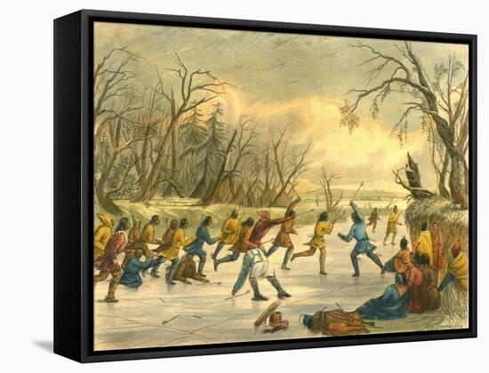 Ball Play on the Ice, 1853-Seth Eastman-Framed Stretched Canvas