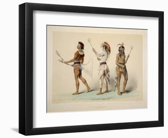 Ball Players, from Catlin's North American Indian Portfolio. Hunting Scenes and Amusements of the R-George Catlin-Framed Giclee Print