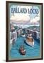 Ballard Locks and Boats, Seattle, Washington-Lantern Press-Framed Art Print