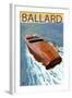 Ballard - Seattle, Washington - Chris Craft Boat-Lantern Press-Framed Art Print