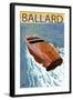 Ballard - Seattle, Washington - Chris Craft Boat-Lantern Press-Framed Art Print