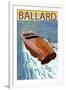 Ballard - Seattle, Washington - Chris Craft Boat-Lantern Press-Framed Art Print