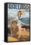 Ballard - Seattle, Washington - Pinup Girl Sailing-Lantern Press-Framed Stretched Canvas