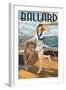 Ballard - Seattle, Washington - Pinup Girl Sailing-Lantern Press-Framed Art Print