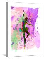 Ballerina Dancing Watercolor 1-Irina March-Stretched Canvas