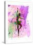 Ballerina Dancing Watercolor 1-Irina March-Stretched Canvas