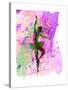 Ballerina Dancing Watercolor 1-Irina March-Stretched Canvas