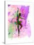 Ballerina Dancing Watercolor 1-Irina March-Stretched Canvas