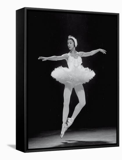 Ballerina Margot Fonteyn in White Costume Dancing Alone on Stage-Gjon Mili-Framed Stretched Canvas
