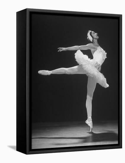 Ballerina Margot Fonteyn in White Tutu Dancing Alone on Stage-Gjon Mili-Framed Stretched Canvas