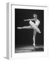 Ballerina Margot Fonteyn in White Tutu Dancing Alone on Stage-Gjon Mili-Framed Premium Photographic Print