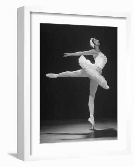 Ballerina Margot Fonteyn in White Tutu Dancing Alone on Stage-Gjon Mili-Framed Premium Photographic Print