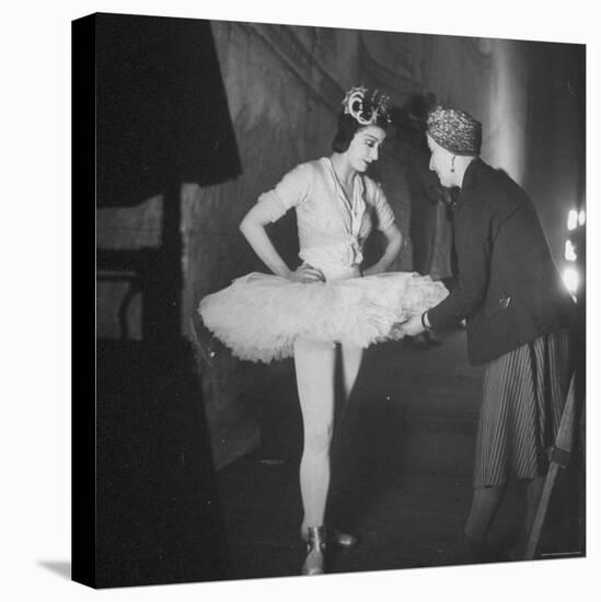 Ballerina Margot Fonteyn Standing in Wings Prepares for Reopening Covent Garden Royal Opera House-David Scherman-Stretched Canvas