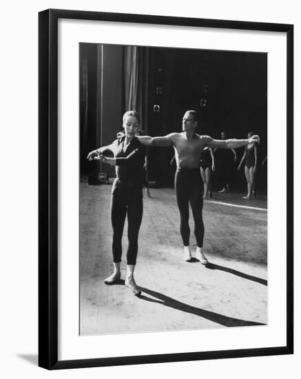 Ballerina Maria Tallchief and Andre Eglevsky Rehearsing "Swan Lake"-Ed Clark-Framed Premium Photographic Print