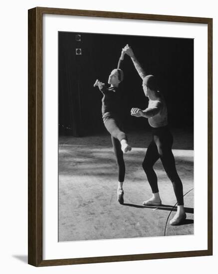 Ballerina Maria Tallchief Rehearsing "Swan Lake" with Andre Eglevsky-Ed Clark-Framed Premium Photographic Print