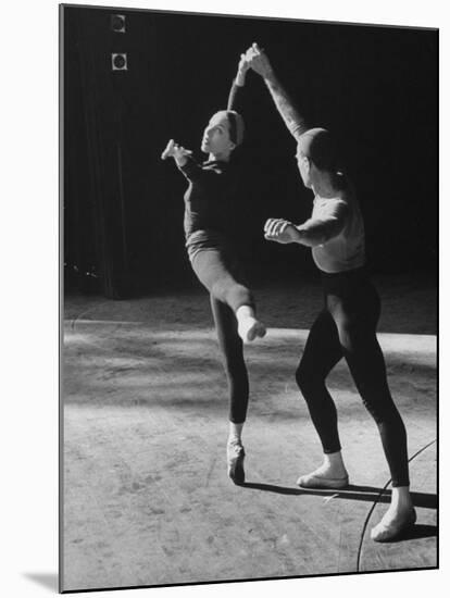 Ballerina Maria Tallchief Rehearsing "Swan Lake" with Andre Eglevsky-Ed Clark-Mounted Premium Photographic Print