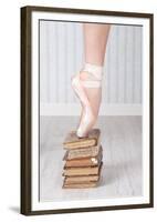 Ballerina Pointe on Old Books-null-Framed Art Print