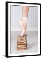 Ballerina Pointe on Old Books-null-Framed Art Print