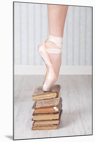 Ballerina Pointe on Old Books-null-Mounted Art Print