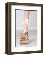 Ballerina Pointe on Old Books-null-Framed Art Print