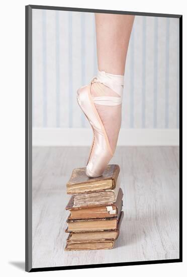 Ballerina Pointe on Old Books-null-Mounted Art Print