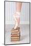 Ballerina Pointe on Old Books-null-Mounted Art Print