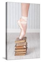 Ballerina Pointe on Old Books-null-Stretched Canvas