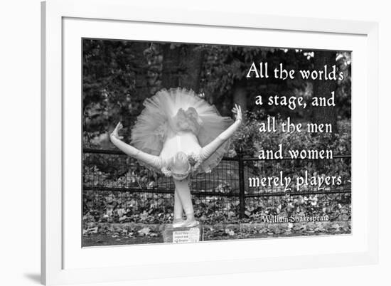 Ballerina Street Performer in Central Park, NYC with William Shakespeare Quote-null-Framed Photo